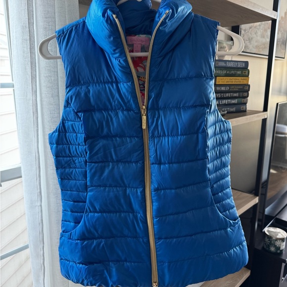 Lilly Pulitzer Allie packable down puffer vest in Brewster blue small - Picture 3 of 5
